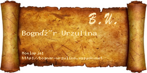 Bognár Urzulina névjegykártya