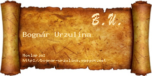 Bognár Urzulina névjegykártya